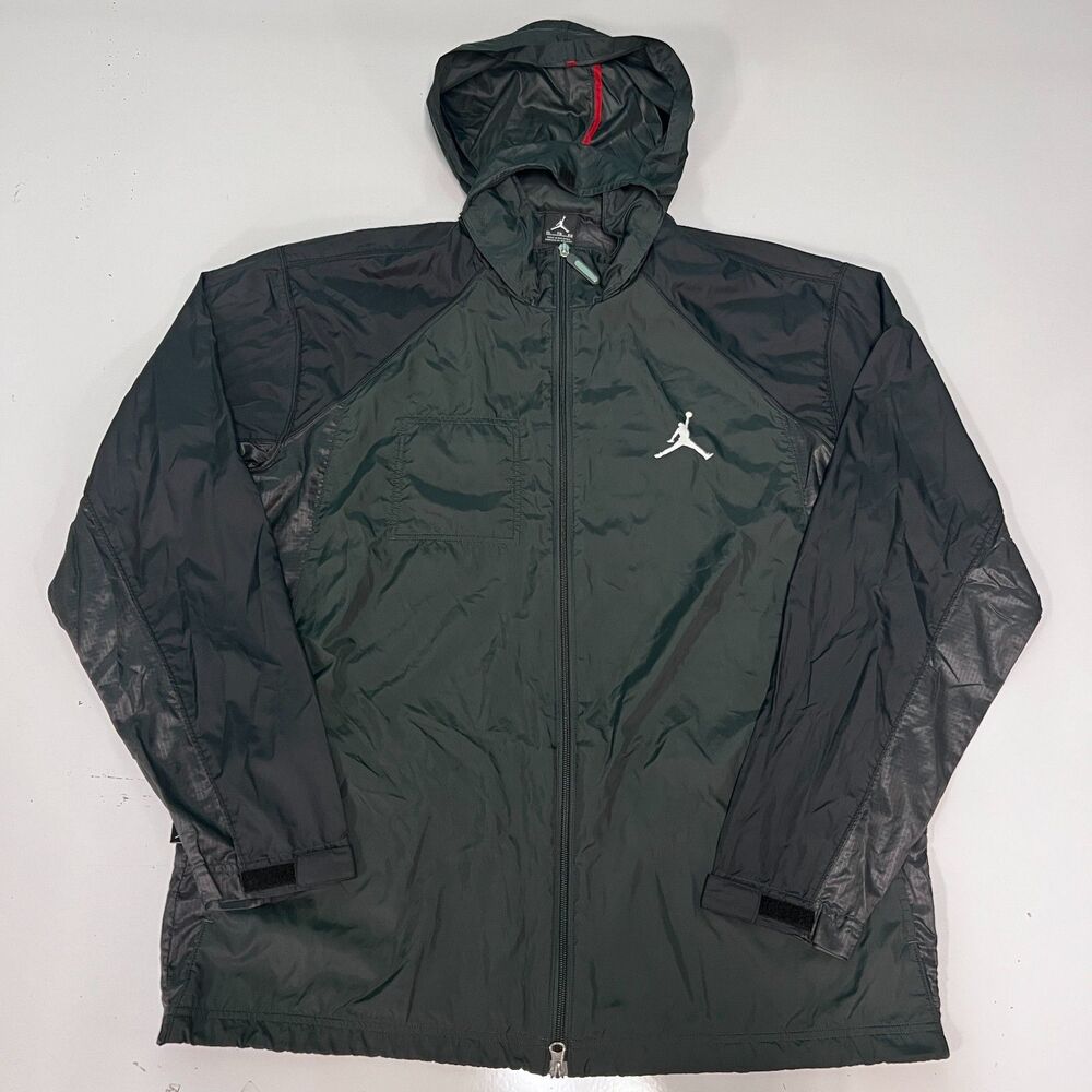 Air Jordan Jumpman Windbreaker Jacket XL Black Nylon 452284-060 Full Zip Hooded